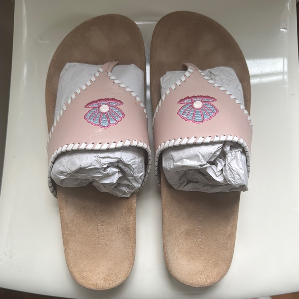 Jack Rogers Pink and Tan Artistic Sandals